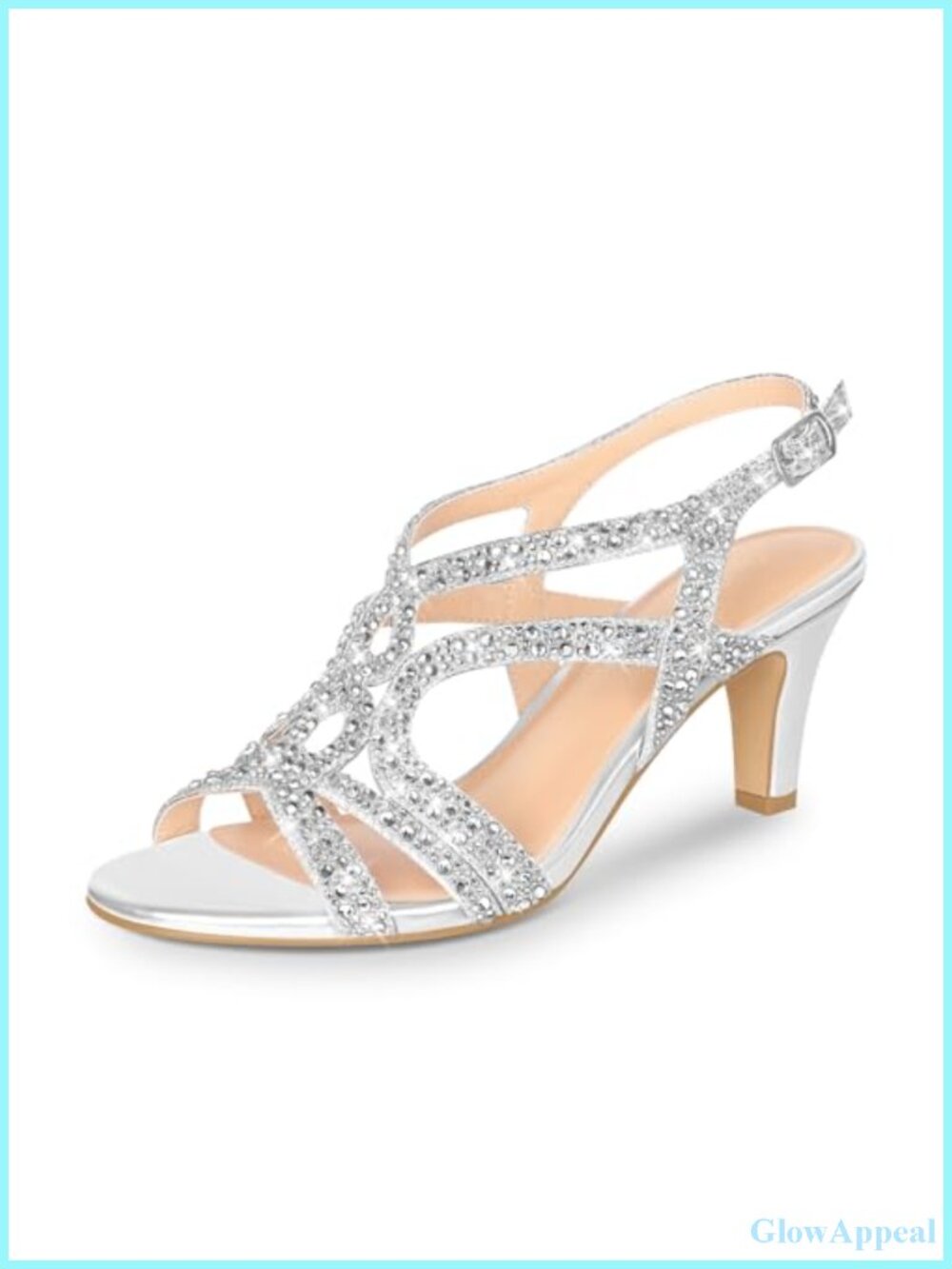 Women's Amelia Slingback High Heel Sandals Sparkle Rhinestone Open Toe